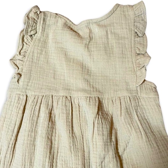 Giggle cotton muslin ruffle jumpsuit beige 3T neutral toddler onesie New - Picture 10 of 11